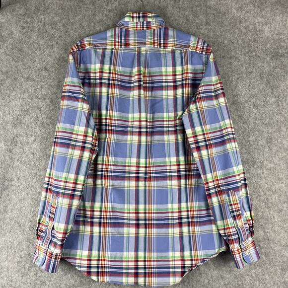 Ralph Lauren Stretch Oxford Shirt Mens Large Plaid Slim Fit Button Down Pony - Picture 9 of 13